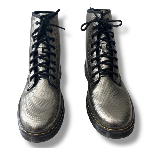 Dr. Martens Shoes - Dr Martens Zavala Metallic Alumix Hex Platform Combat Boots Size 8